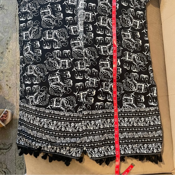 Merona Elephant Print Kimono with Fringe Hem size M/L - Picture 10 of 14